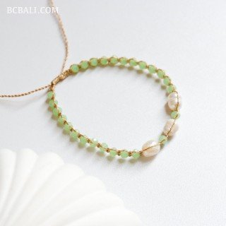Crystal Beads Bracelet With Original Pearls Handmade in Bali